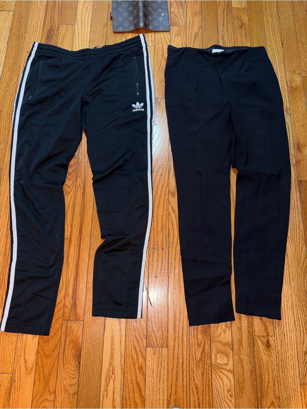 adidas Black Jogger Pants with White Side Stripes